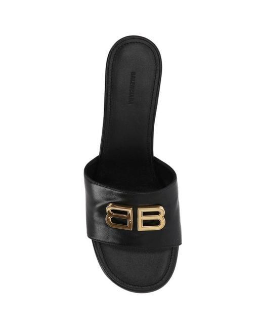 Balenciaga Black Bb Plaque Open-Toe Sandals