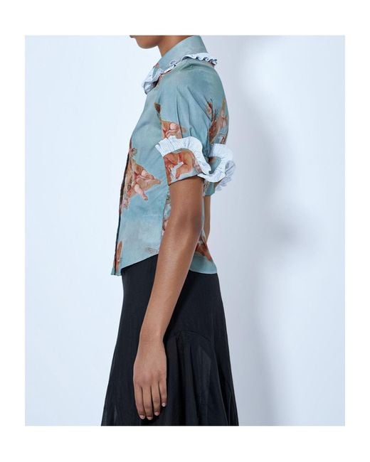 Vivienne Westwood Blue Toulouse Frill Shirt