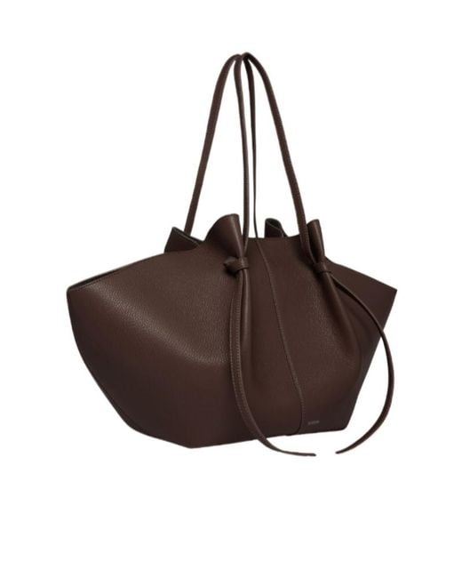 Yuzefi Brown Mochi Pebble-Grained Shoulder Bag