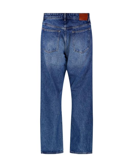 Studio Nicholson Blue Riso Logo Patch Straight Leg Jeans for men