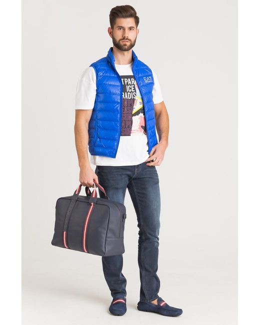 EA7 Blue Waistcoat Quilted Down Jacket for men