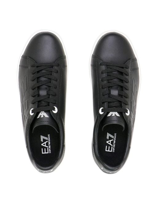 EA7 Black Logo-Laced Casual Sneakers for men