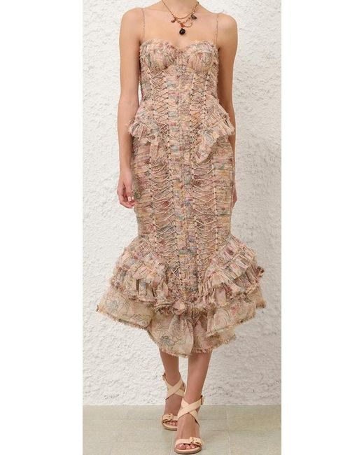 Zimmermann Natural Rebellion Ruffled Midi Dress
