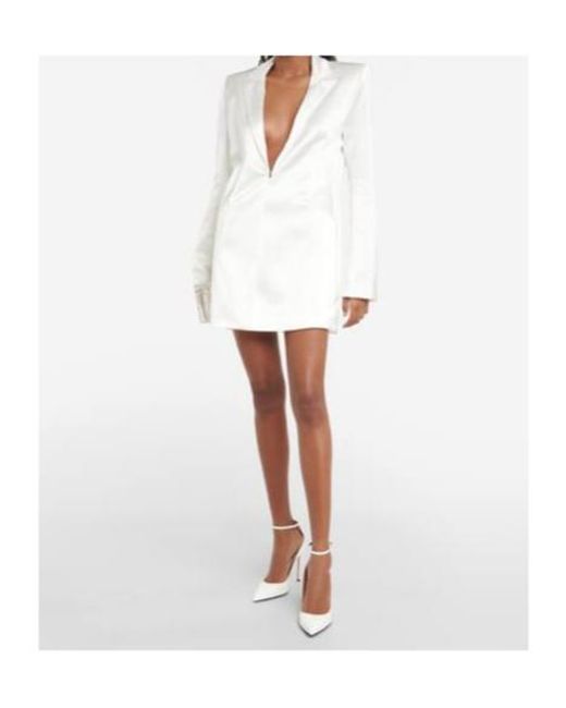 Galvan White Bridal Leith Satin Blazer Dress