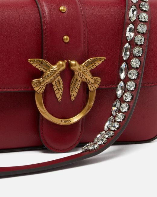 Pinko Red Mini Love Slouchy Shoulder Bag