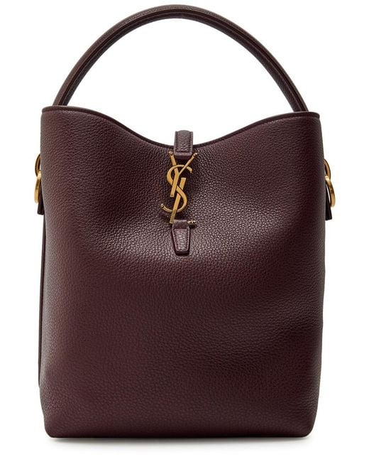 Saint Laurent Red Litchi Grain Bucket Bag