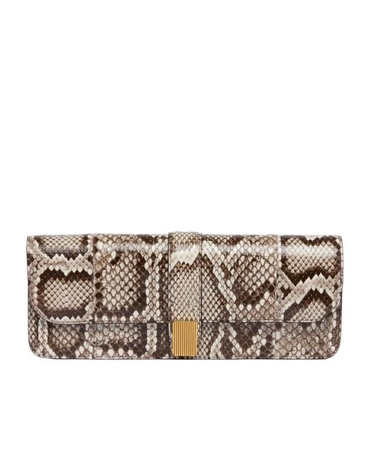 Khaite Gray Animal-Print Clutch