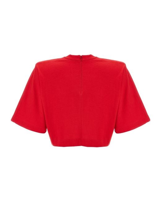 Pinko Red Crewneck Cropped T-Shirt