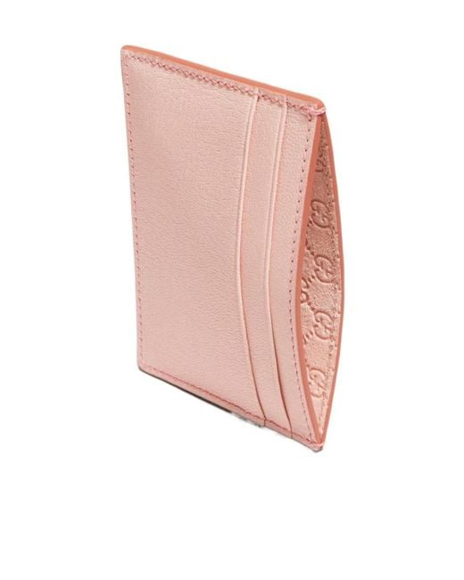 Gucci Pink Card Case With Lettering