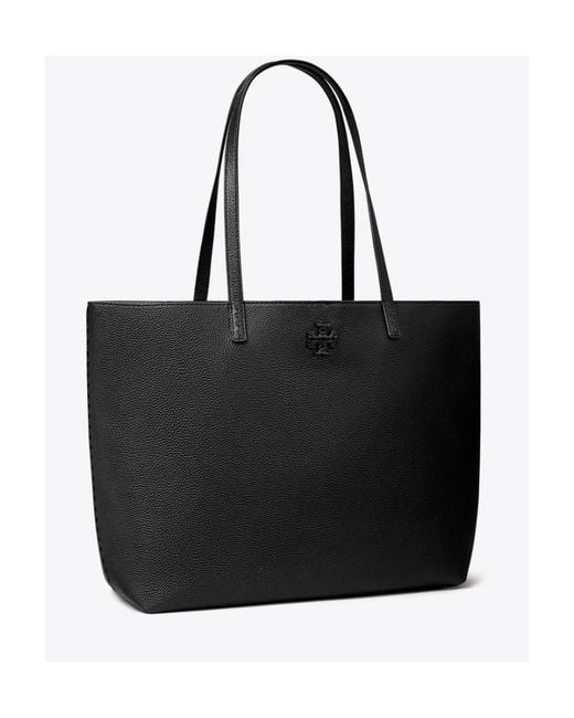 Tory Burch Black Mcgraw Logo Patch Tote Bag
