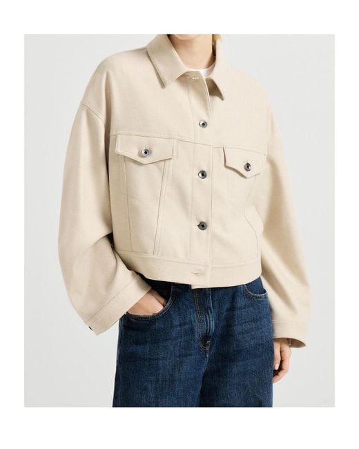 Brunello Cucinelli Natural Wool-Blend Denim Jacket