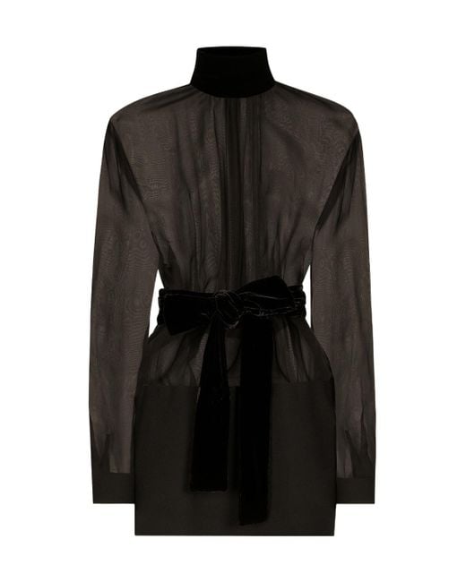 Dolce & Gabbana Black High Collar Long Sleeve Dress