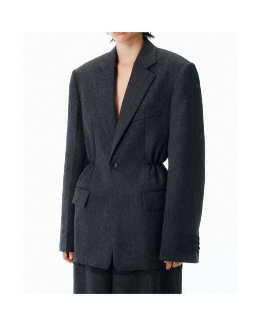 Alexander Wang Blue Single-Breasted Oversized Blazer