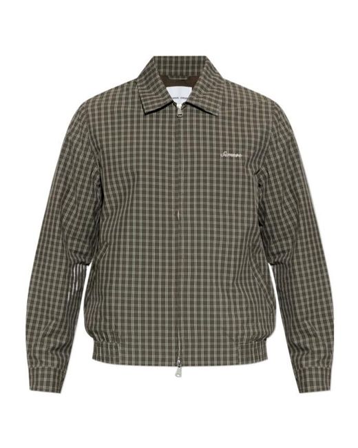 Samsøe & Samsøe Green Sabeck Plaid-Pattern Zip-Fastening Jacket for men