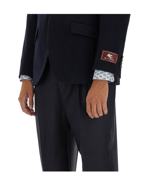 Etro Black Single-Breasted Tailored Blazer for men