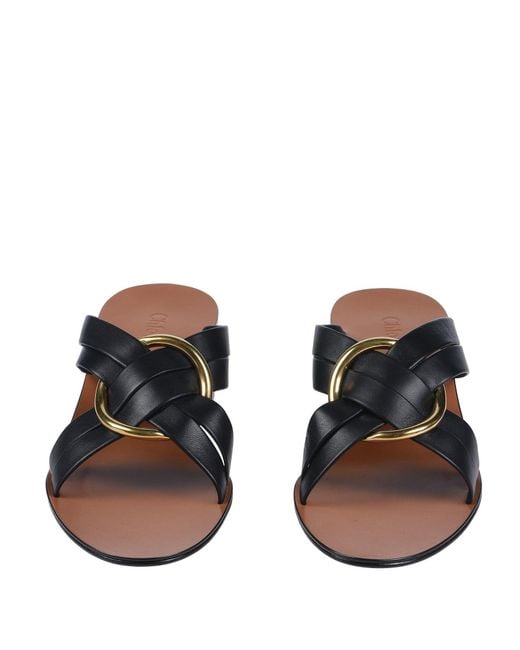 Chloé Black Round Toe Sandals