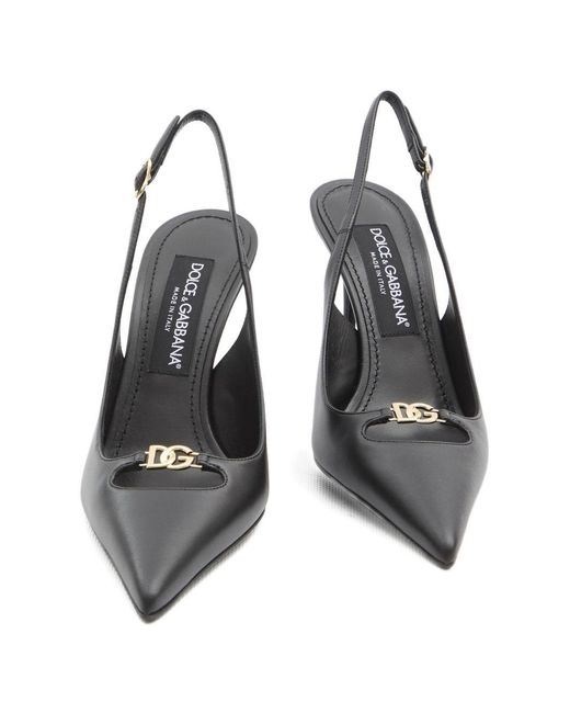 Dolce & Gabbana Metallic Pointed Toe Slingback Pumps