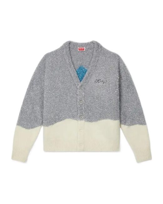 KENZO Gray Winter Holidays' Tinsel Cardigan for men