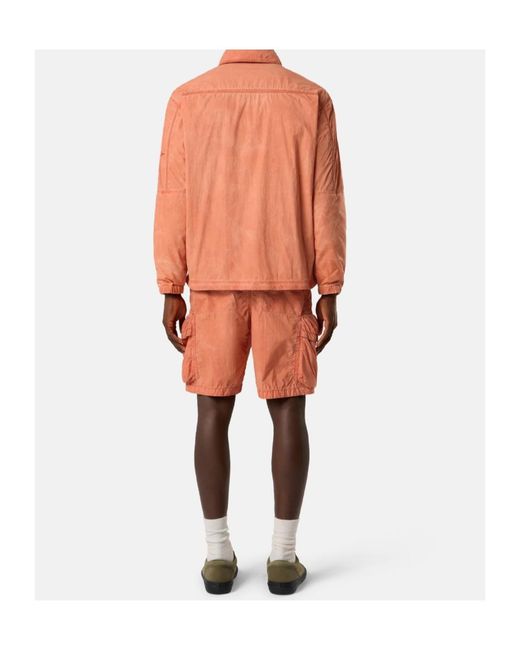 Stone Island Orange Comfort-Fit Zip-Up Overshirt With Packable Hood for men