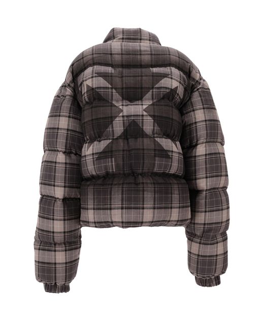 Off-White c/o Virgil Abloh Gray Spray Check Flannel Down Jacket for men