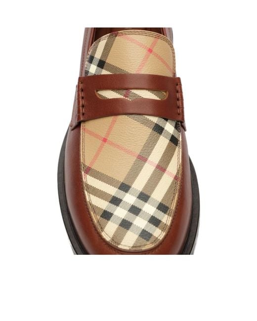 Burberry Brown Leather Pembroke Loafers for men