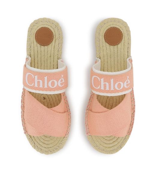 Chloé Pink Logo Flat Sandals