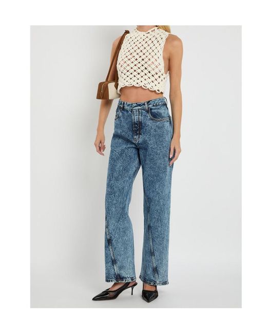 Alaïa Natural Knotted Cotton-Blend Crop Top