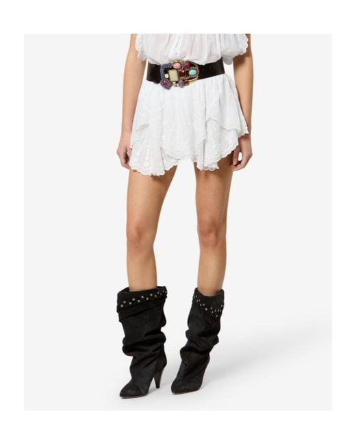Isabel Marant White Isabel Marant Étoile Layale Ruffled Shorts