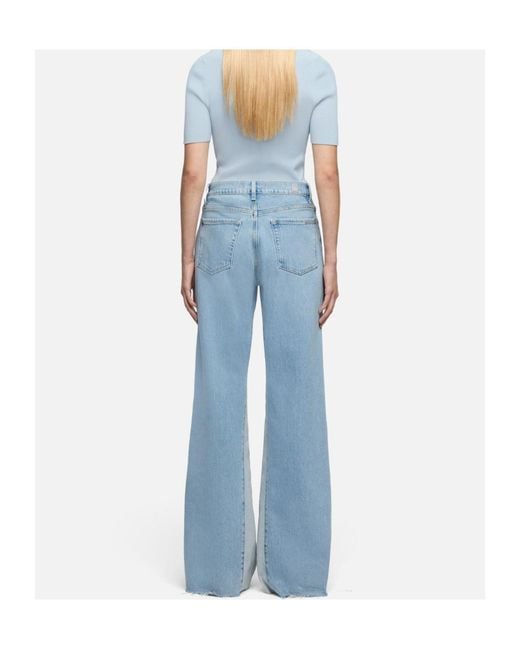 7 For All Mankind Blue Flared Contrast Panel Jeans