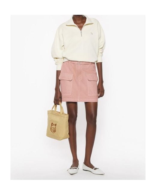 Maison Kitsuné White Maison Kitsuné Baby Fox Patch Half-Zip Sweatshirt