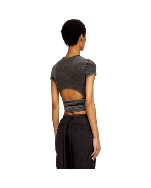 DIESEL Black Solid Color Short Sleeve Top