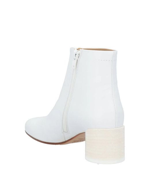 MM6 by Maison Margiela White Block-Heel Ankle Boots