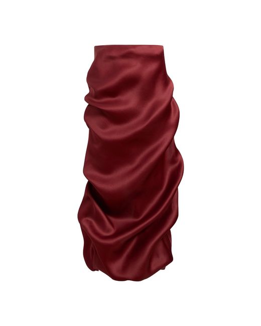 Khaite Red Olula Satin Skirt