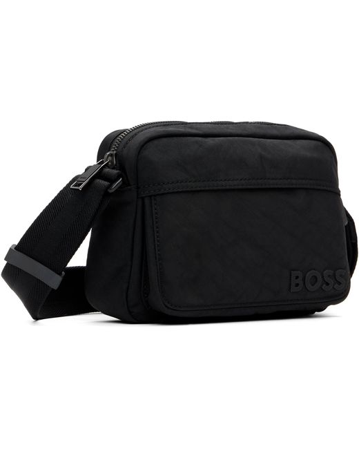 Boss Black Zippered Shoulder Bag for men