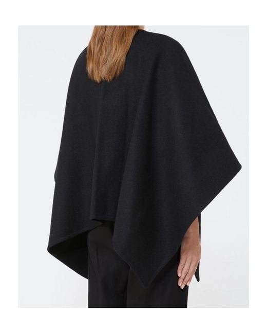 Max Mara Black Serra Logo Patch Cape