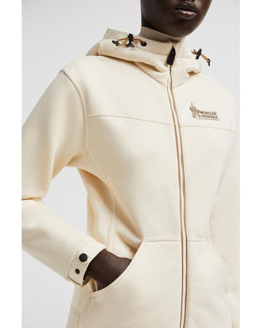 Moncler White Grenoble Logo Detailed Drawstring Hoodie
