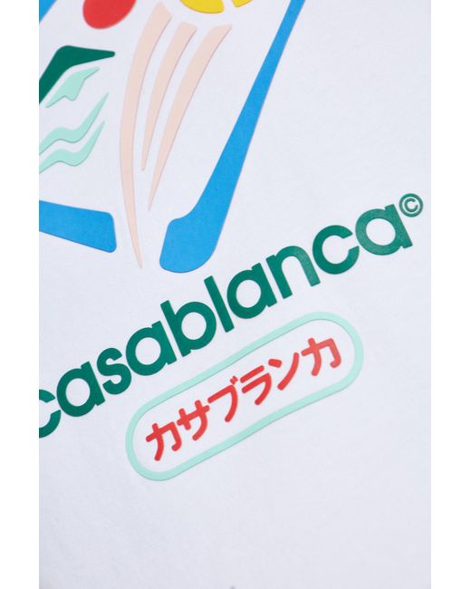 Casablanca White Logo Printed Crewneck T-Shirt