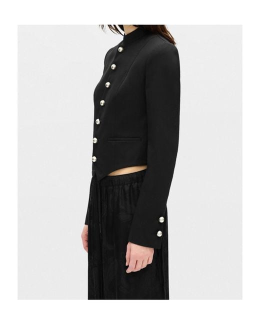 Ann Demeulemeester Black Bab Stand-Collar Button-Up Jacket