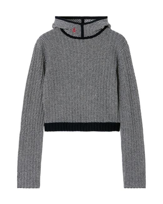 Perfect Moment Gray Jacquard Knit Wool-Cashmere Blend Hoodie