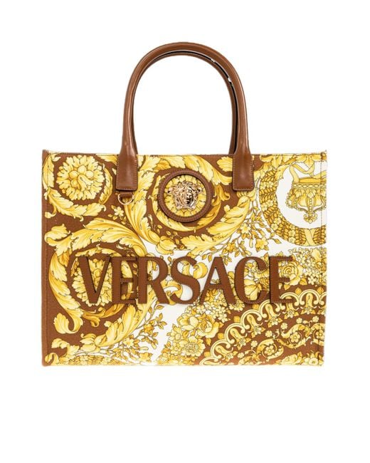 Versace Metallic Pattern-Printed Shopper Bag
