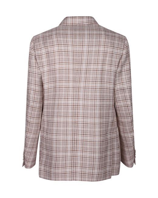 Lardini Brown Checked Single-Breasted Blazer for men