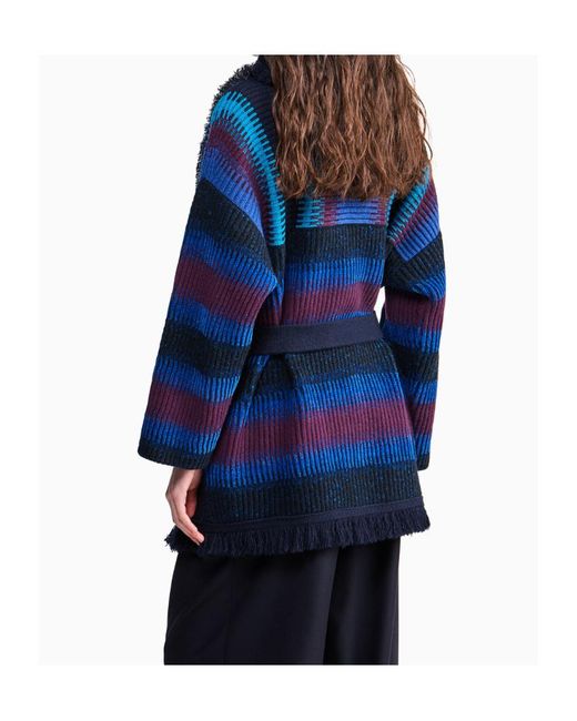 GIORGIO ARMANI X ALANUI Blue Giorgio Armani For Alanui Cashmere Blend Cardigan