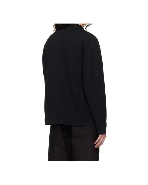 Studio Nicholson Black Long-Sleeved Polo Shirt for men