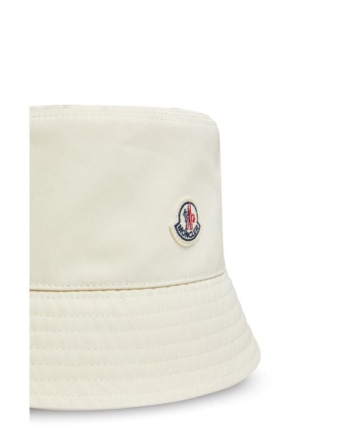 Moncler White Logo Patch Bucket Hat