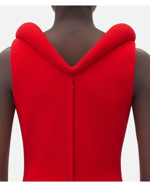 Bottega Veneta Red Padded Detail Zipper Dress