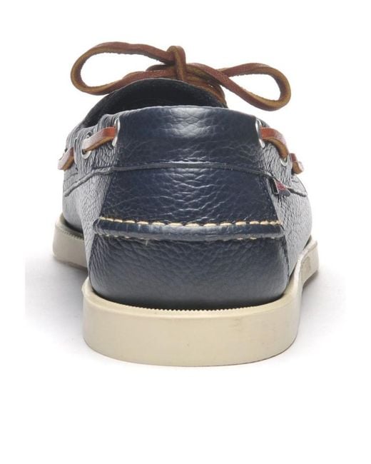 Sebago Blue Portland Martellato Lace-Up Loafers for men