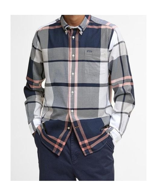 Barbour Blue Long Sleeve Patterned Shirt for men