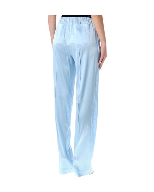 Tom Ford Blue Satin Straight Leg Pants