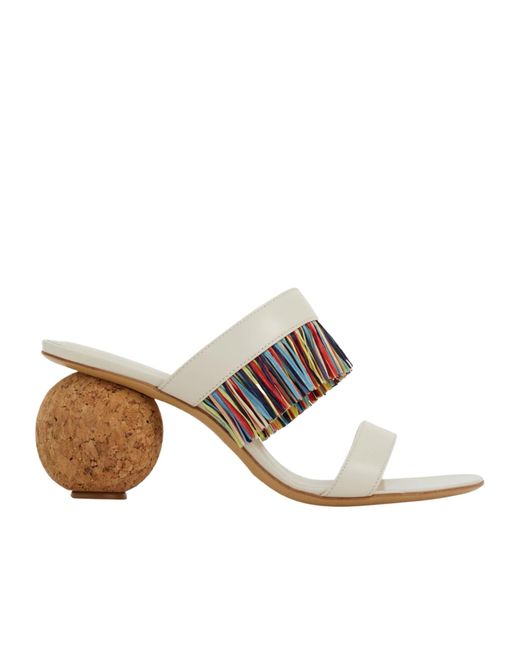 Ferragamo White Fringed Sandal
