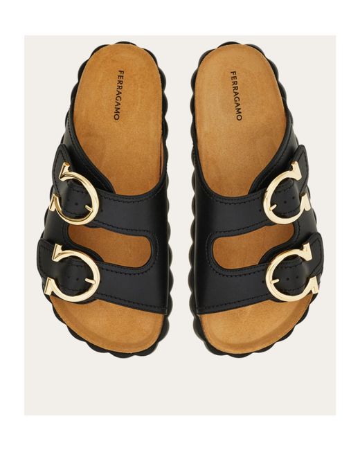 Ferragamo Black Gancini Sandals